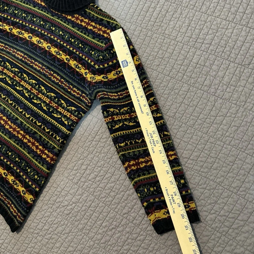 Vtg Y2K Fair Isle Turtleneck Sweater Women's Medium‎ Colorful Cozy Knit Nordic